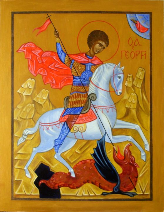 Pintura intitulada "Георгий Победоносец" por Anastasiya Balysh, Obras de arte originais