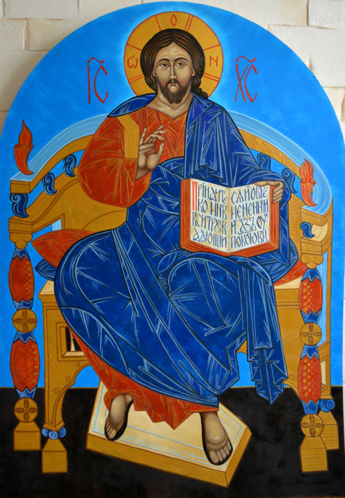 Pittura intitolato "Иисус на троне" da Anastasiya Balysh, Opera d'arte originale