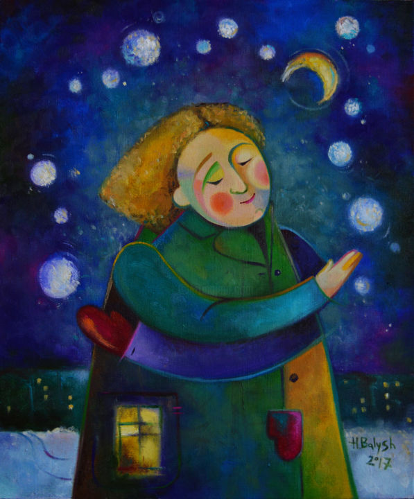 Картина под названием "Гульня у снежкi з м…" - Anastasiya Balysh, Подлинное произведение искусства, Масло