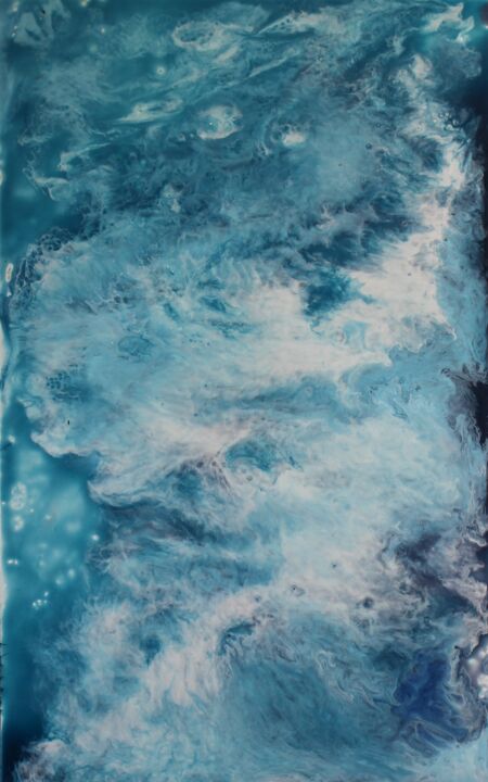 Painting titled "Северное море" by Anastasiya Firga, Original Artwork, Oil Mounted on Wood Stretcher frame