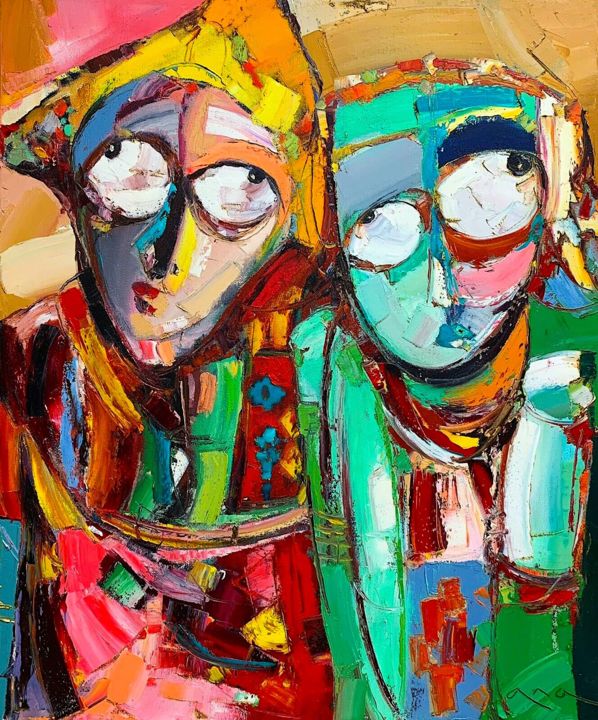 Картина под названием "The Loving Couple" - Anastasiya Kimachenko, Подлинное произведение искусства, Масло