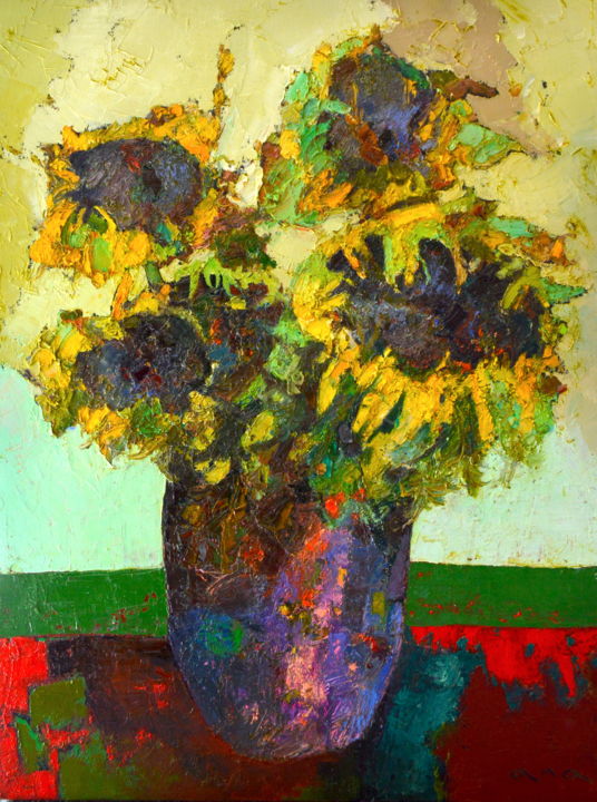 Pintura intitulada "Still Life with Sun…" por Anastasiya Kimachenko, Obras de arte originais, Óleo