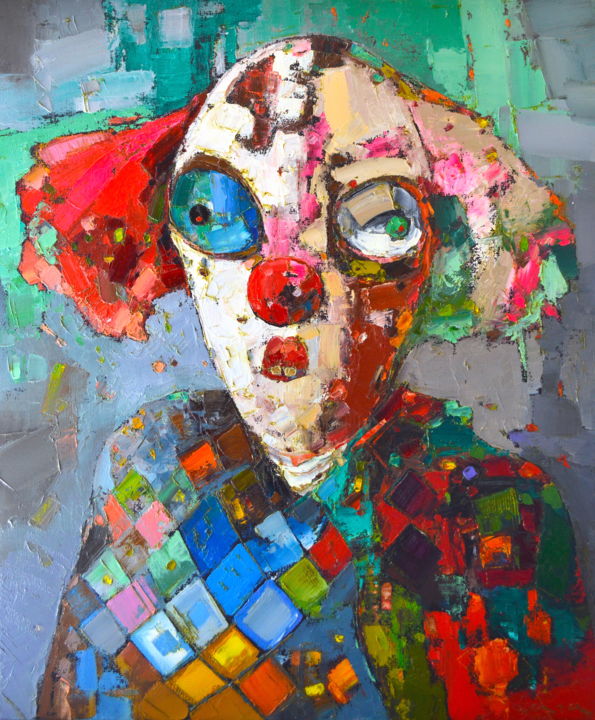Painting titled "Clown" by Anastasiya Kimachenko, Original Art, Oil