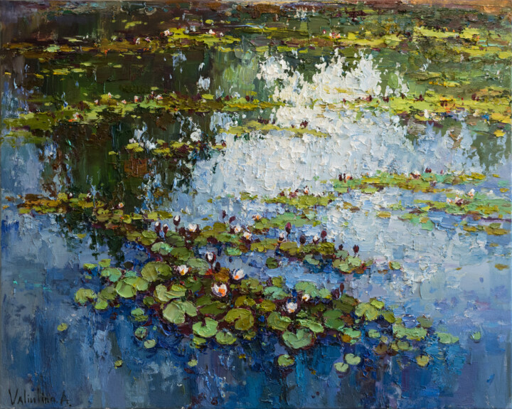 Pintura intitulada "White Water Lilies…" por Anastasiya Valiulina, Obras de arte originais, Óleo