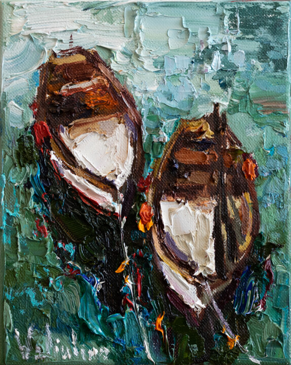 Painting titled "Boats  2 .Original…" by Anastasiya Valiulina, Original Artwork, Oil