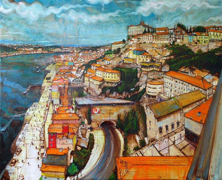 Painting titled "Porto 2016" by Anat, Original Art, Oil