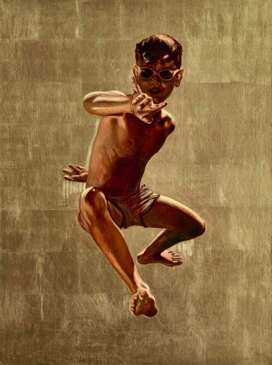 Картина под названием "Golden boy" - Anatassia Markovskaya, Подлинное произведение искусства, Масло