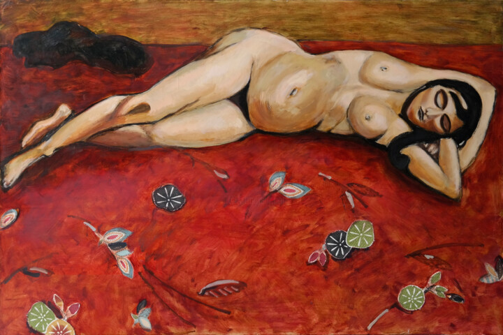 Painting titled "Following Matisse" by Anatassia Markovskaya, Original Artwork, Oil Mounted on Wood Stretcher frame
