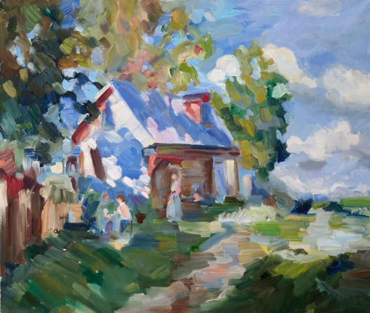 Картина под названием "Country life" - Anatassia Markovskaya, Подлинное произведение искусства, Масло Установлен на Деревянн…