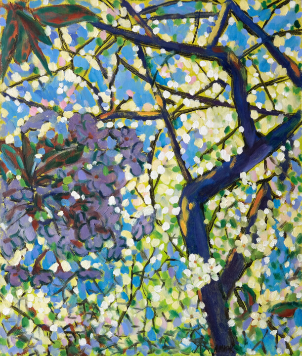 Painting titled "Spring bloom" by Anatassia Markovskaya, Original Artwork, Oil Mounted on Wood Stretcher frame