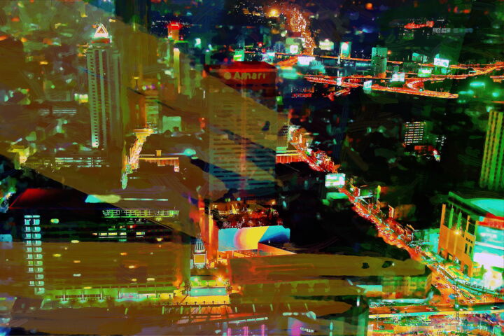 Photographie intitulée "Bangkok evening lig…" par Anatol Tyshkevych, Œuvre d'art originale, Photographie numérique
