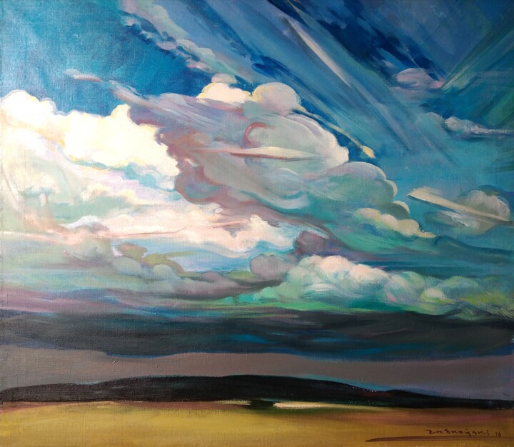 Картина под названием "Clouds" - Anatoli Labkouski, Подлинное произведение искусства, Акрил Установлен на Деревянная рама дл…