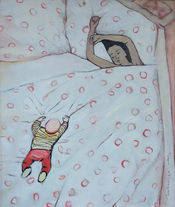 Картина под названием "Mothers morning" - Anatoli Labkouski, Подлинное произведение искусства, Масло Установлен на Деревянна…