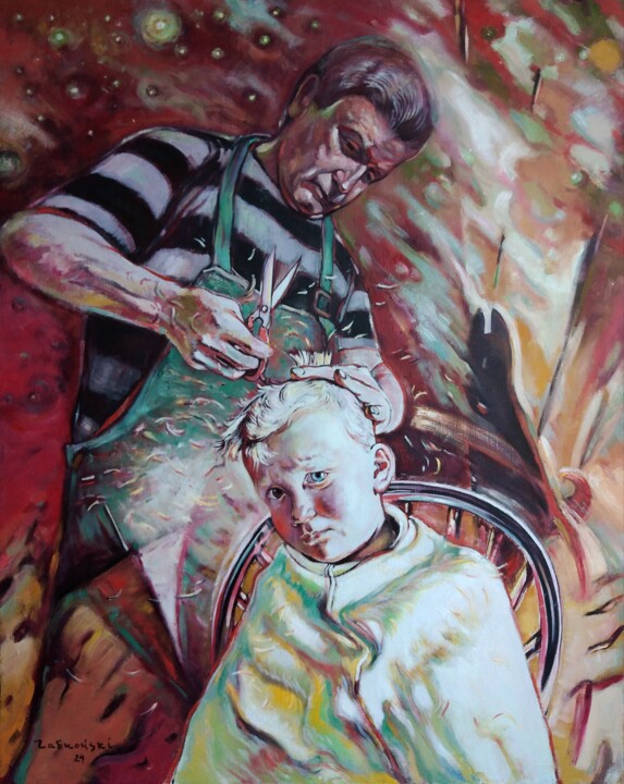 Картина под названием "Grandfather" - Anatoli Labkouski, Подлинное произведение искусства, Масло Установлен на Деревянная ра…