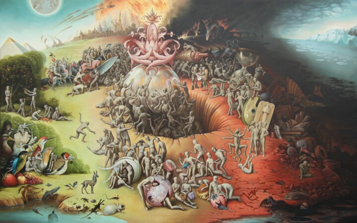 Pintura intitulada "The Garden of Earth…" por Anatolie Neagu, Obras de arte originais, Óleo