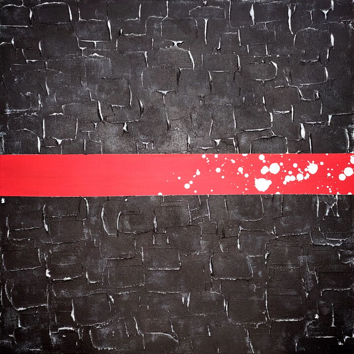 Painting titled "Red Line" by Anatolii Kazymyrchuk, Original Artwork, Acrylic Mounted on Wood Stretcher frame