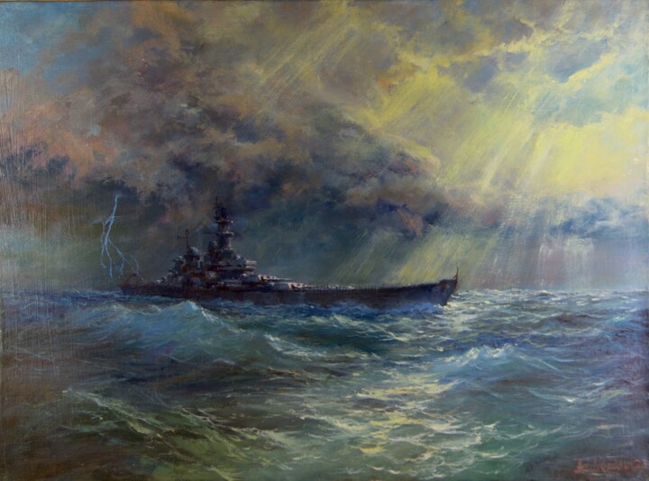 Painting titled "BB62The Black Drago…" by Anatoliy Nozdrin, Original Artwork, Oil