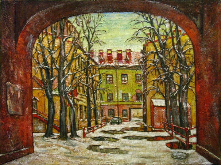 제목이 "Petersburg yard"인 미술작품 Anatoliy Sivkov로, 원작, 기름