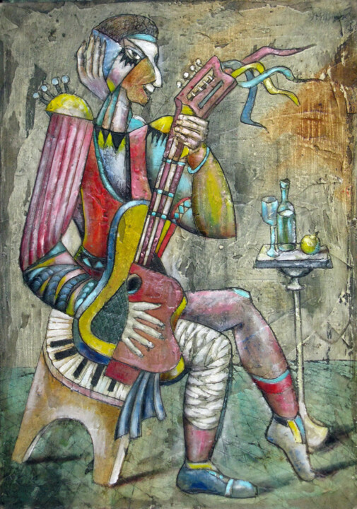 Painting titled "Breakfast musician" by Anatoliy Sivkov, Original Artwork, Other
