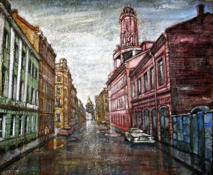Malarstwo zatytułowany „Street from the Fir…” autorstwa Anatoliy Sivkov, Oryginalna praca, Olej