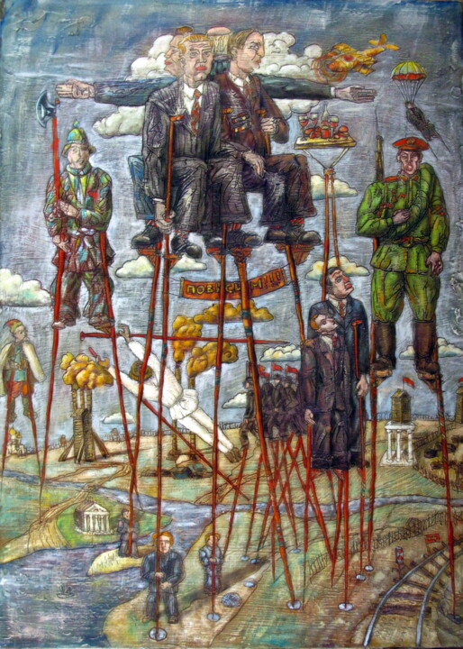 Painting titled "Russia on stilts" by Anatoliy Sivkov, Original Artwork, Oil