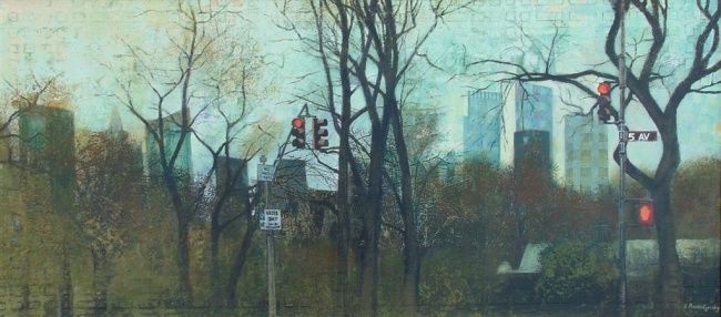 Peinture intitulée "Evening in New-York…" par Anatoly Baratynsky, Œuvre d'art originale