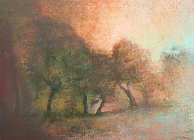 Schilderij getiteld "Evening" door Anatoly Baratynsky, Origineel Kunstwerk