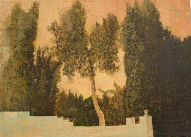 Painting titled "Park-2" by Anatoly Baratynsky, Original Artwork, Oil