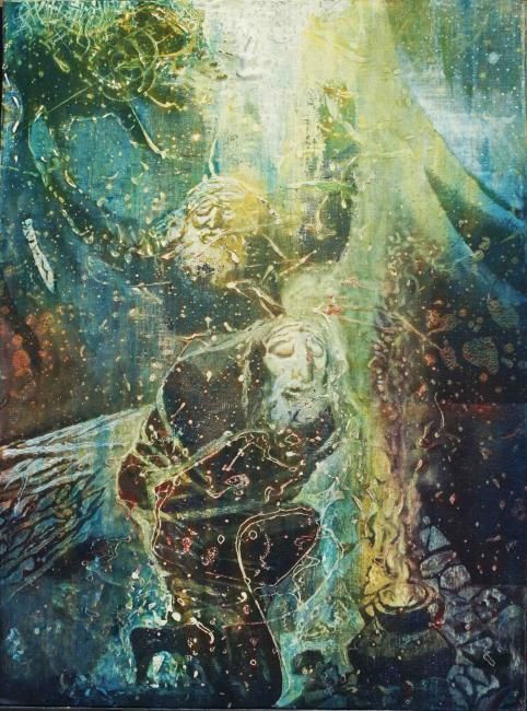Pintura titulada "Abraham and Isaac" por Anatoly Schelest, Obra de arte original, Oleo