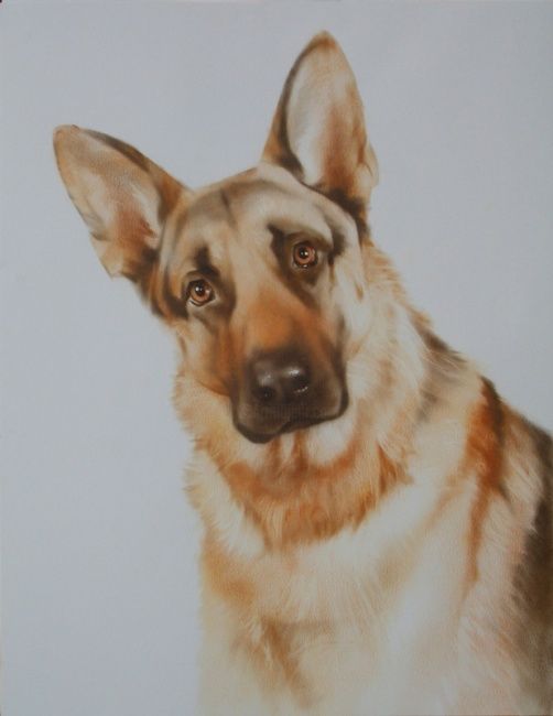 Painting titled "The Dog" by Anatoly Korobeynikov, Original Artwork