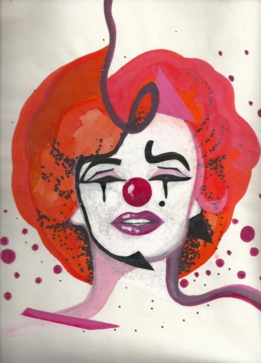 Dessin intitulée "Marylin au rouge" par Anaton, Œuvre d'art originale, Encre