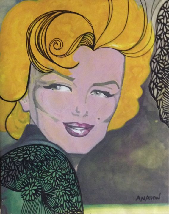 Painting titled "Marilyn au gris" by Anaton, Original Artwork