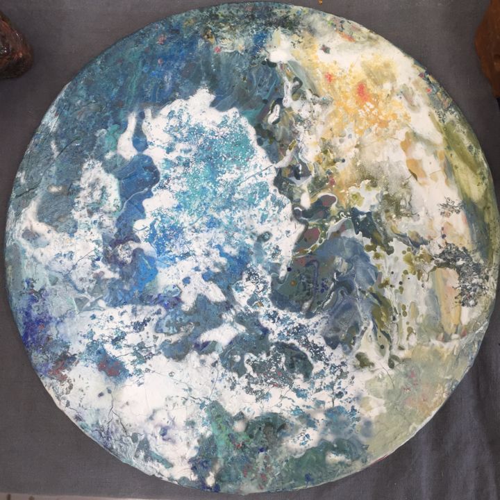 Peinture intitulée "Planete Bleue" par Anatta Lee, Œuvre d'art originale, Acrylique