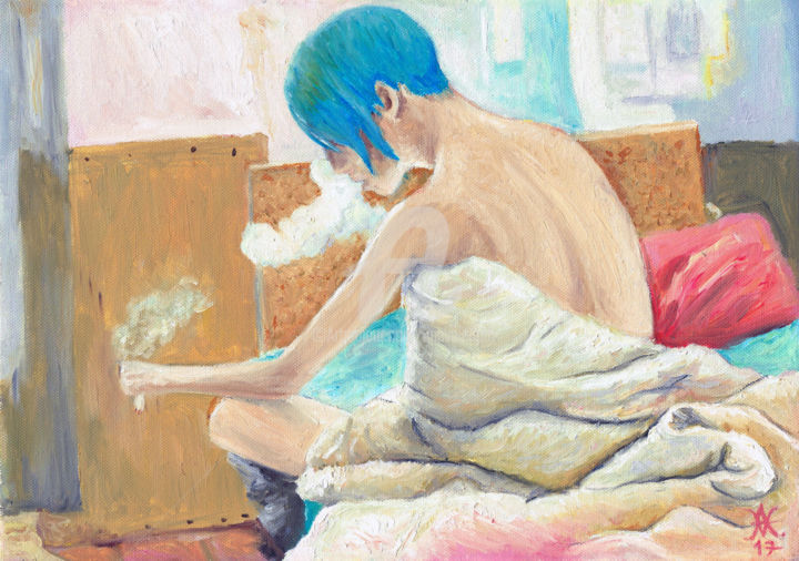 Pintura intitulada "chloe morning" por Ana Valentim, Obras de arte originais, Óleo