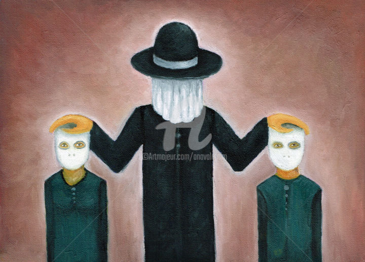 Painting titled "Strange "father"" by Ana Valentim, Original Artwork, Oil