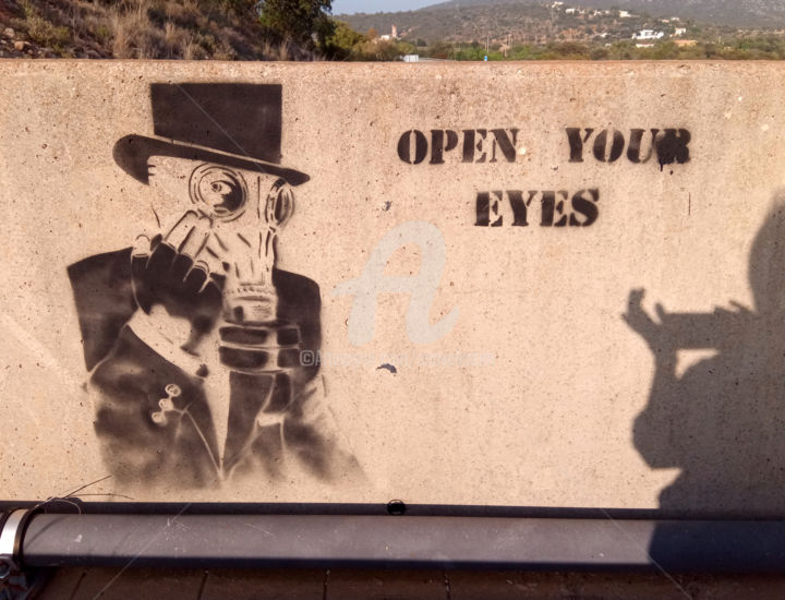 Painting titled "Open your eyes" by Ana Valentim, Original Artwork, Stencil