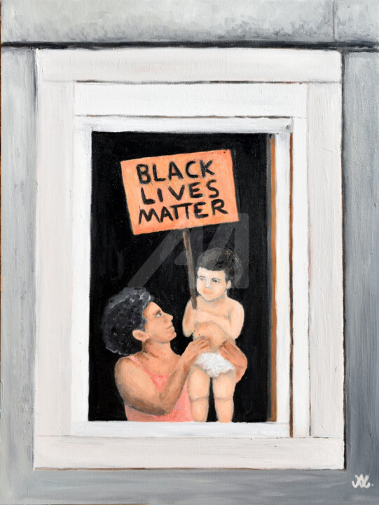 Schilderij getiteld "Black lives matter" door Ana Valentim, Origineel Kunstwerk, Olie