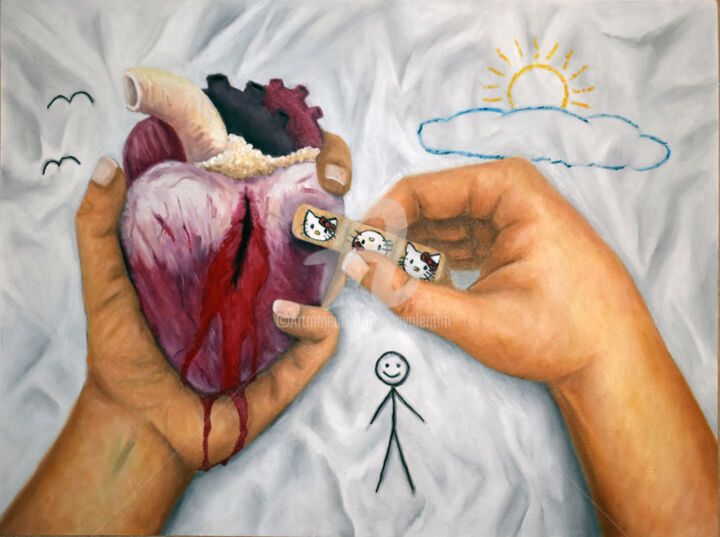 绘画 标题为“open wound” 由Ana Valentim, 原创艺术品, 油