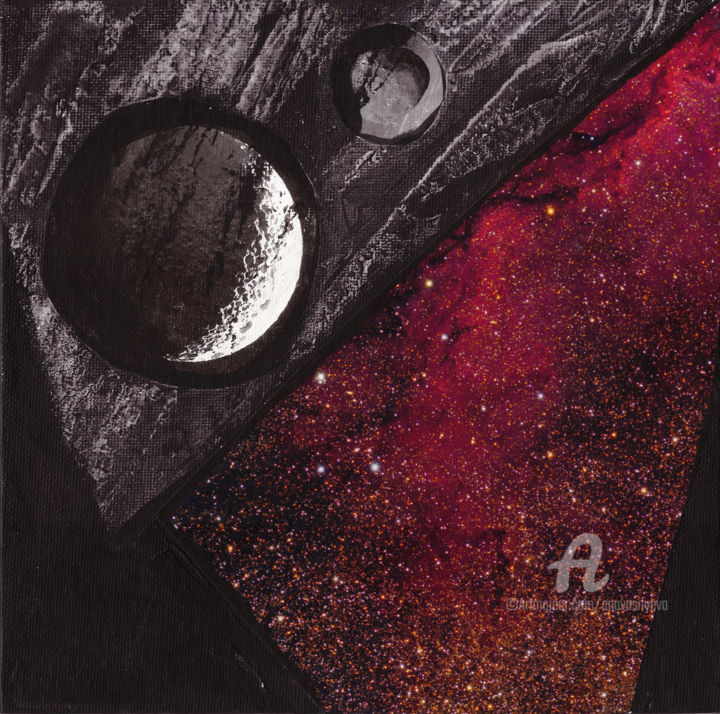 Collages intitulée "Rolling asteroids" par Anastasia Vasilyeva, Œuvre d'art originale, Papier