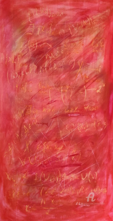 Painting titled "Scarlet color Board…" by Anastasia Vasilyeva, Original Artwork, Acrylic