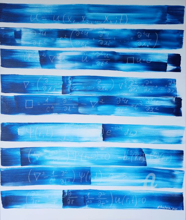 Ζωγραφική με τίτλο "Wave Theory- Partic…" από Anastasia Vasilyeva, Αυθεντικά έργα τέχνης, Ακρυλικό Τοποθετήθηκε στο Ξύλινο φ…