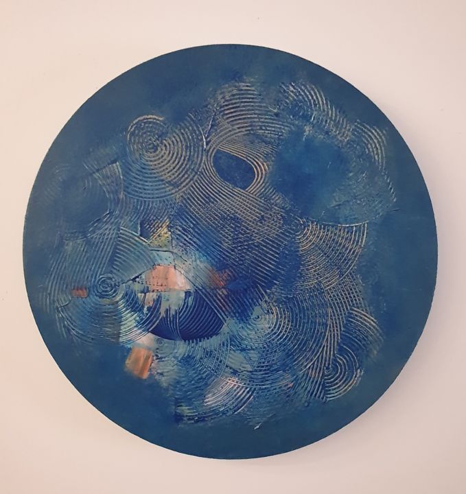 제목이 "Soledad- Azul"인 미술작품 Ana Vdv로, 원작, 아크릴 나무 들것 프레임에 장착됨