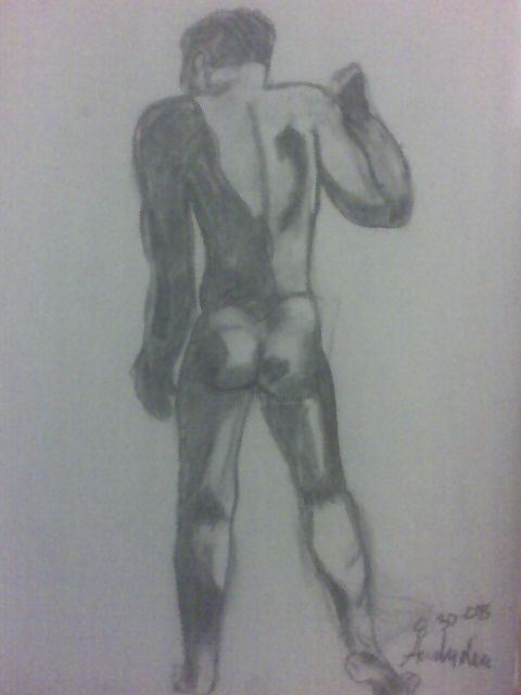 Drawing titled "nude male standing…" by Ana Castro, Original Artwork