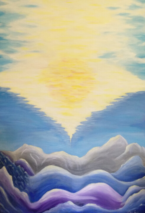 Painting titled "Sunrise" by Anca Sapos, Original Artwork, Acrylic