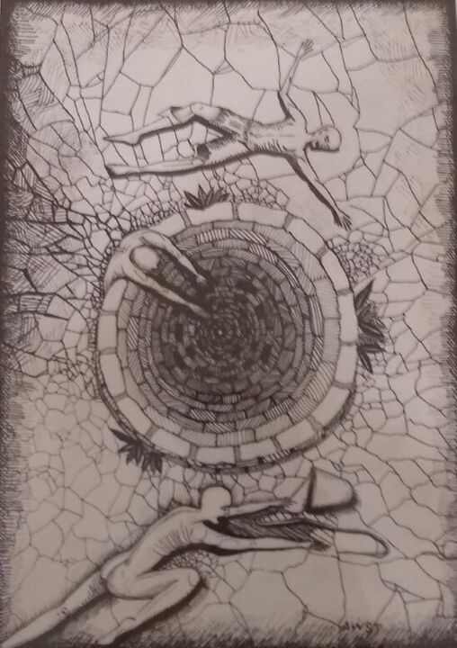 Drawing titled "The thirst" by Stefaniya Antsipovich, Original Artwork, Gel pen