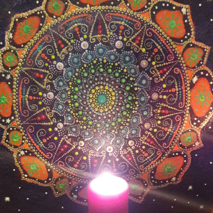 Painting titled "Cosmic Mandala" by Angel, Original Artwork, Acrylic