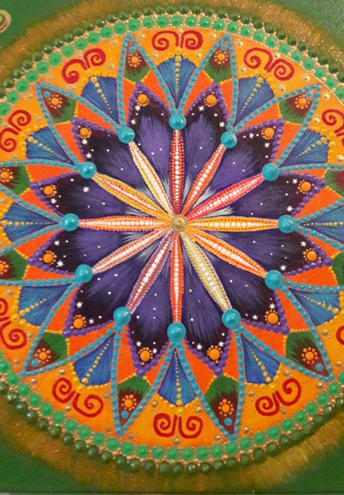 Painting titled "Mandala PACE" by Angel, Original Artwork, Acrylic