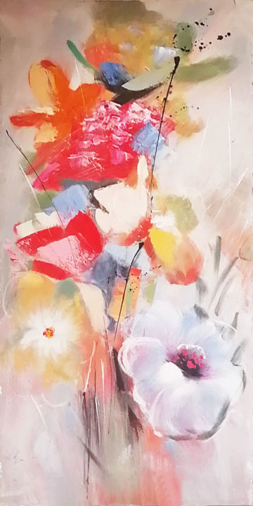 Pittura intitolato "Abstract Art Floral…" da Andrei Dobos, Opera d'arte originale, Olio Montato su Telaio per barella in leg…