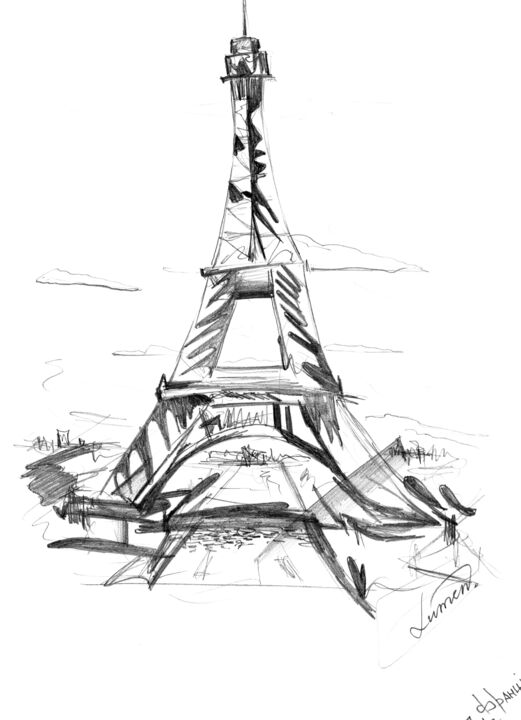 Drawing titled "pari.s" by And Re, Original Artwork, Pencil