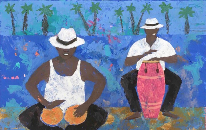 Painting titled "Cuba noche" by Anda Mrugalski, Original Artwork, Acrylic